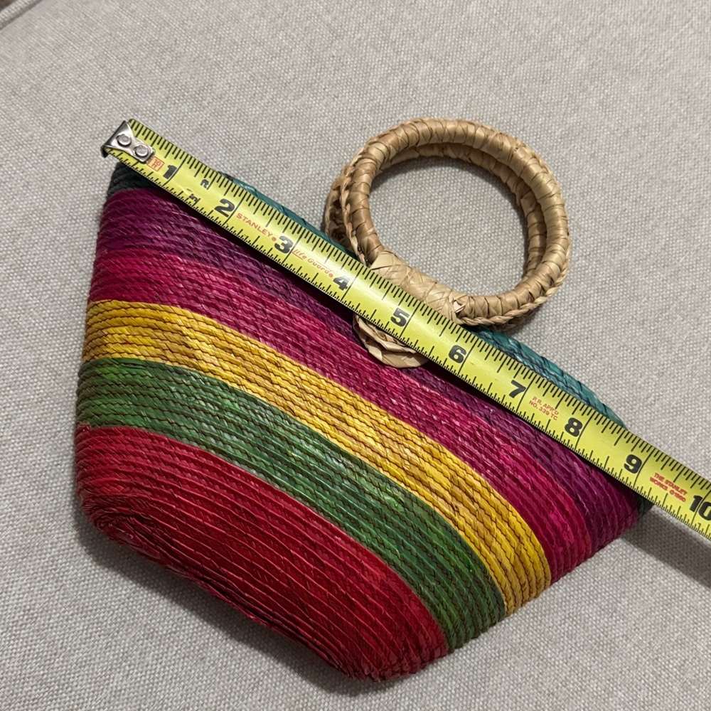 Summer Vibes Woven Multi Stripe Mini Bag-Natural Fibers-GUC - Picture 2 of 14